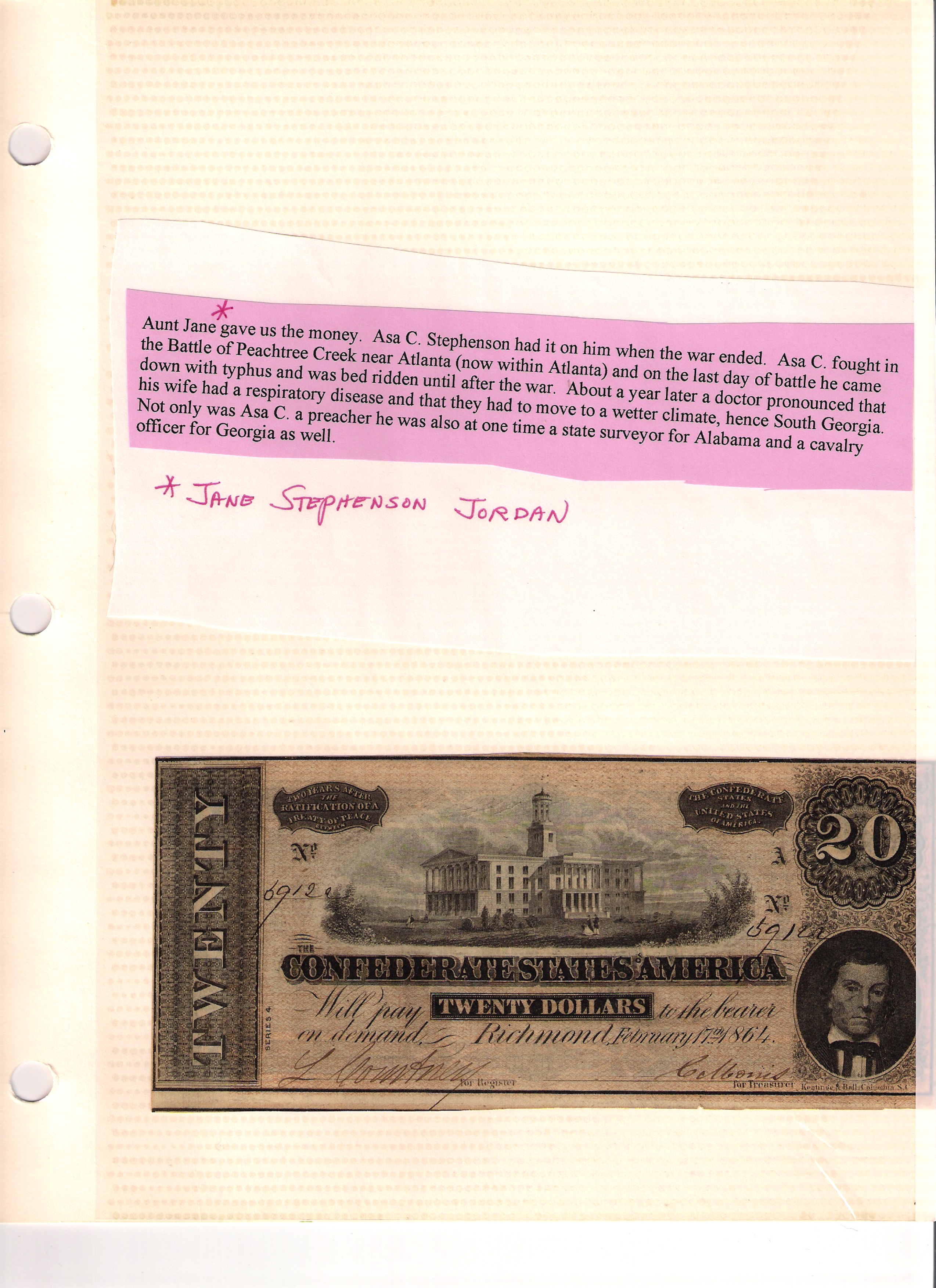 $20 bill from CSA 