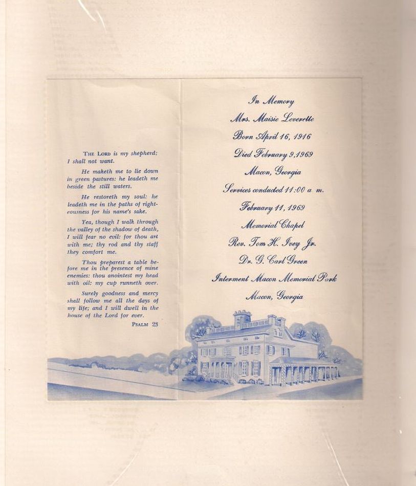 Maisie Leverette's Funeral Program